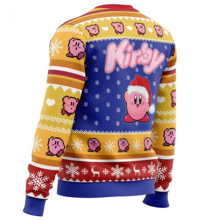 Pink Puff Christmas Kirby men sweatshirt SIDE BACK mockup - Anime Ugly Sweater