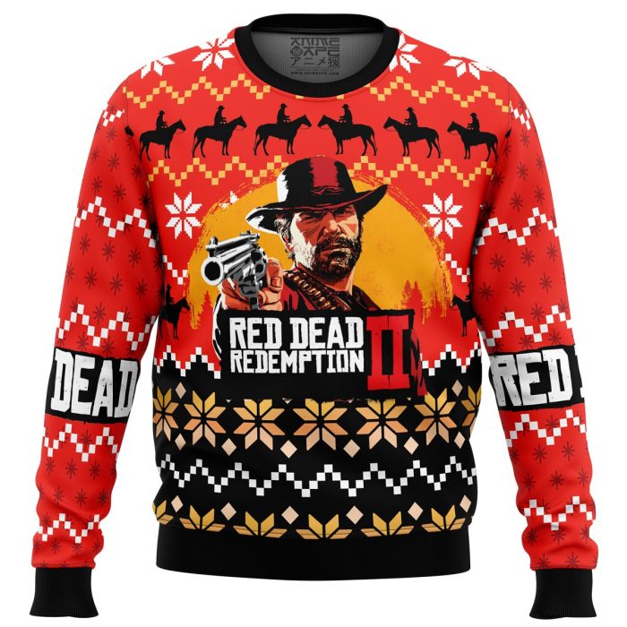 Red Dead Sweater front - Anime Ugly Sweater