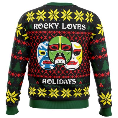 Rocky Loves Holidays 3 Ninjas PC Ugly Christmas Sweater back mockup - Anime Ugly Sweater