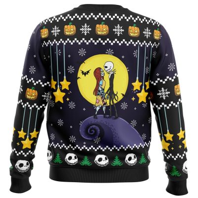 Romantic Nightmare Jack Skellington PC Ugly Christmas Sweater back mockup - Anime Ugly Sweater