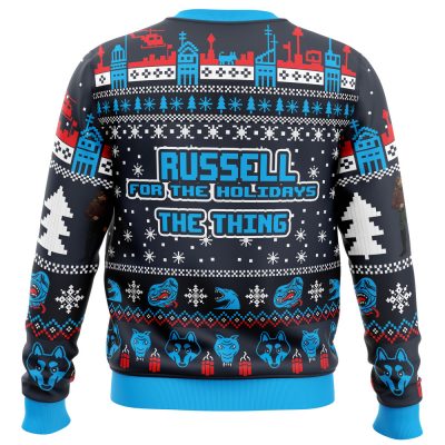 Russell for the Holidays 3 TT PC men sweatshirt BACK mockup - Anime Ugly Sweater