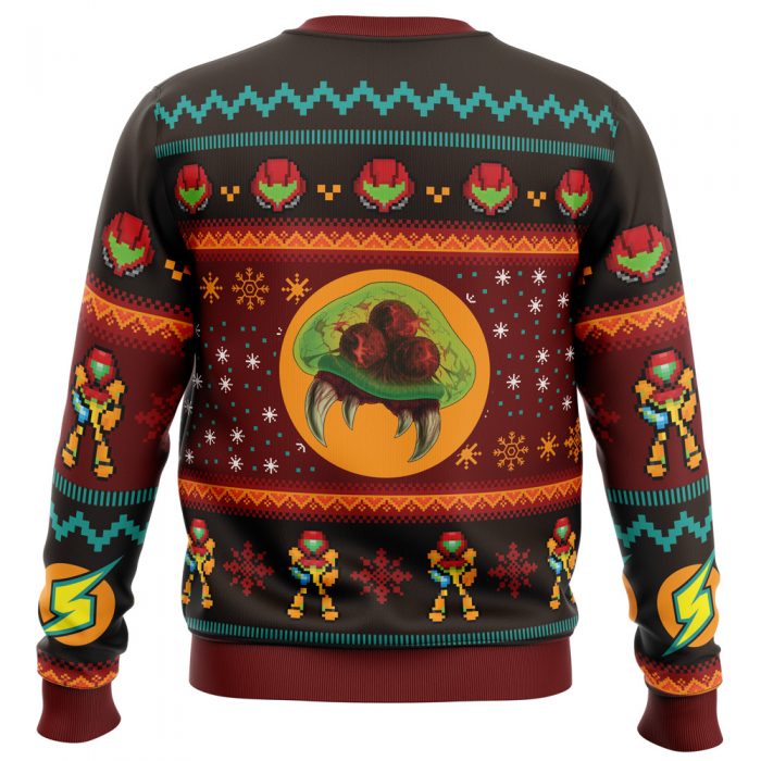 Samus Metroid PC men sweatshirt BACK mockup - Anime Ugly Sweater