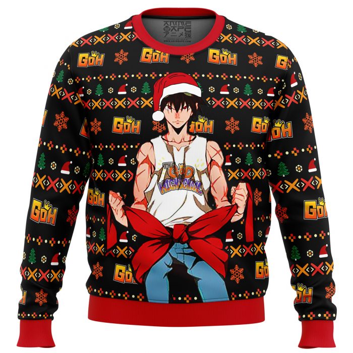 Santa Jin Mori God of High School men sweatshirt FRONT mockup - Anime Ugly Sweater