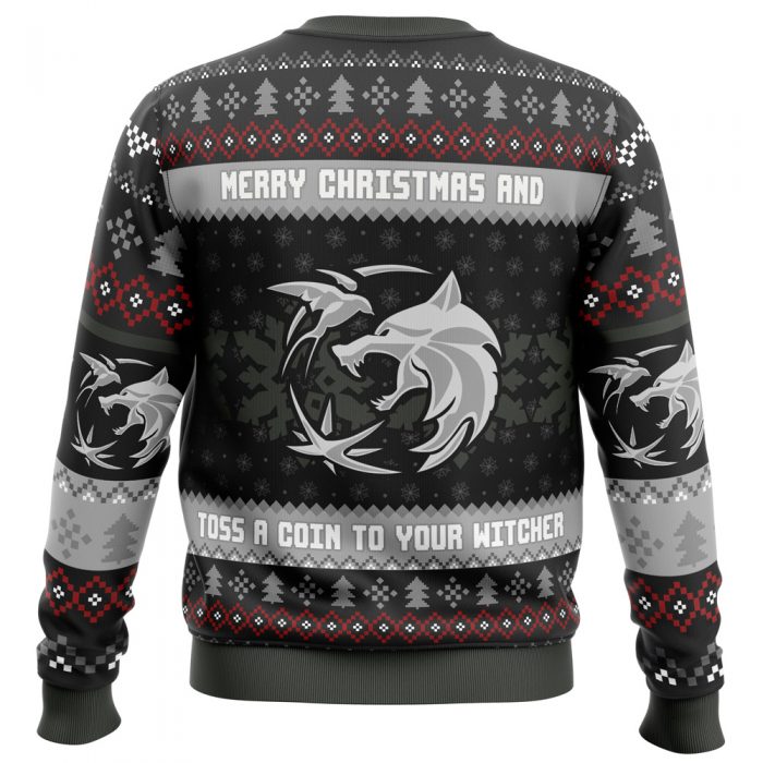 Santa Witcher TW PC men sweatshirt BACK mockup - Anime Ugly Sweater