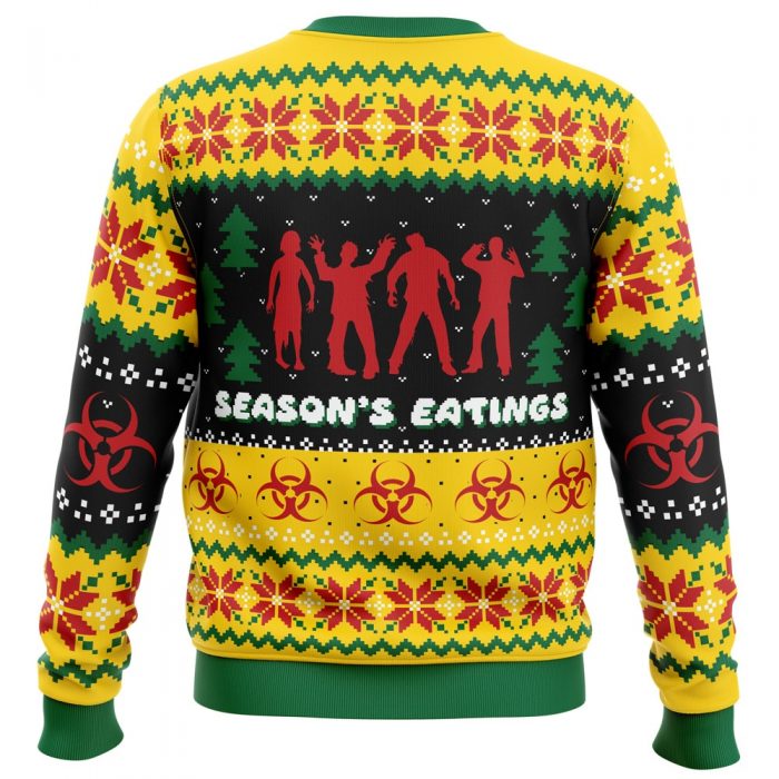 Seasons Eatings Zombie PC Ugly Christmas Sweater back mockup - Anime Ugly Sweater