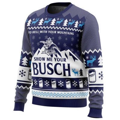 Show Me Your Busch men sweatshirt SIDE FRONT mockup - Anime Ugly Sweater