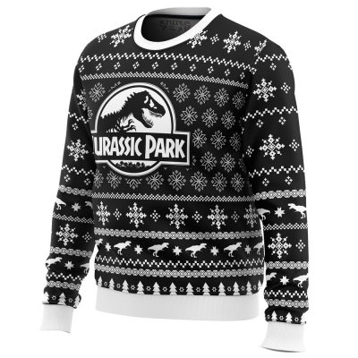 Skeleton Christmas Jurassic Park men sweatshirt SIDE FRONT mockup - Anime Ugly Sweater