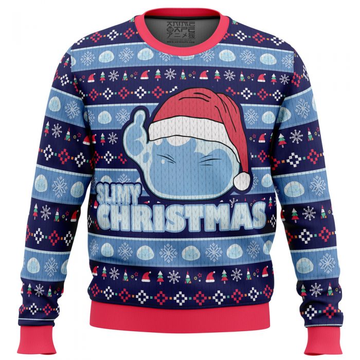 Slimy Christmas That time I got reincarnated as a slime men sweatshirt FRONT mockup - Anime Ugly Sweater