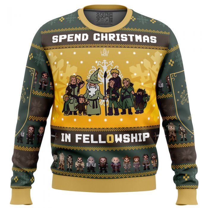 Spend Christmas in Fellowship PC men sweatshirt FRONT mockup - Anime Ugly Sweater