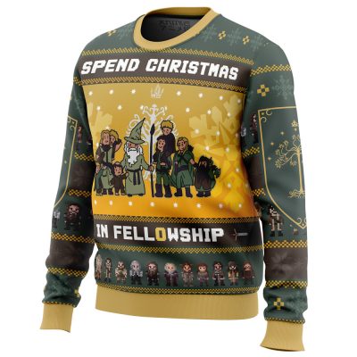 Spend Christmas in Fellowship PC men sweatshirt SIDE FRONT mockup - Anime Ugly Sweater