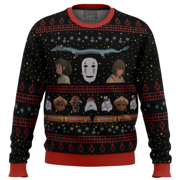 Studio Ghibli No Face Spirited Away men sweatshirt FRONT mockup - Anime Ugly Sweater