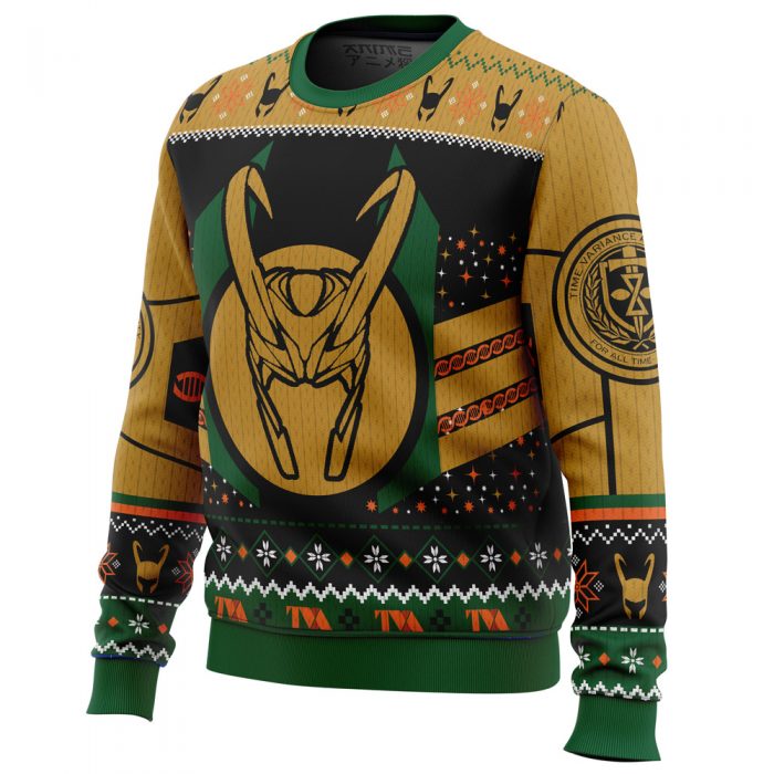 The Christmas Variant Loki Marvel men sweatshirt SIDE FRONT mockup - Anime Ugly Sweater