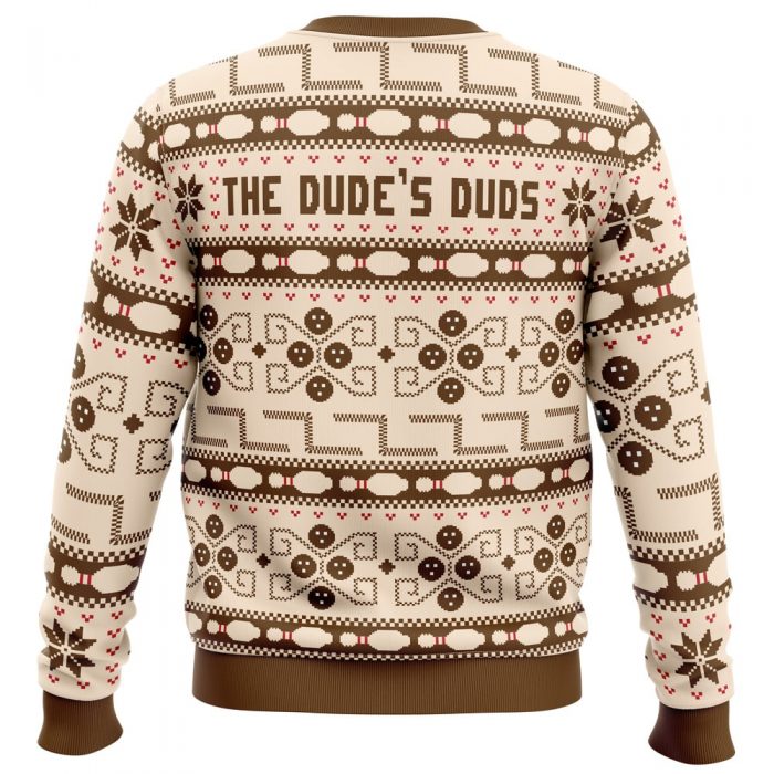 The Dudes Duds TBL PC Ugly Christmas Sweater back mockup - Anime Ugly Sweater