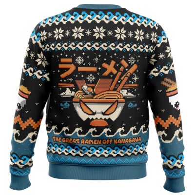 The Great Ramen Off Kanagawa PC Ugly Christmas Sweater back mockup - Anime Ugly Sweater