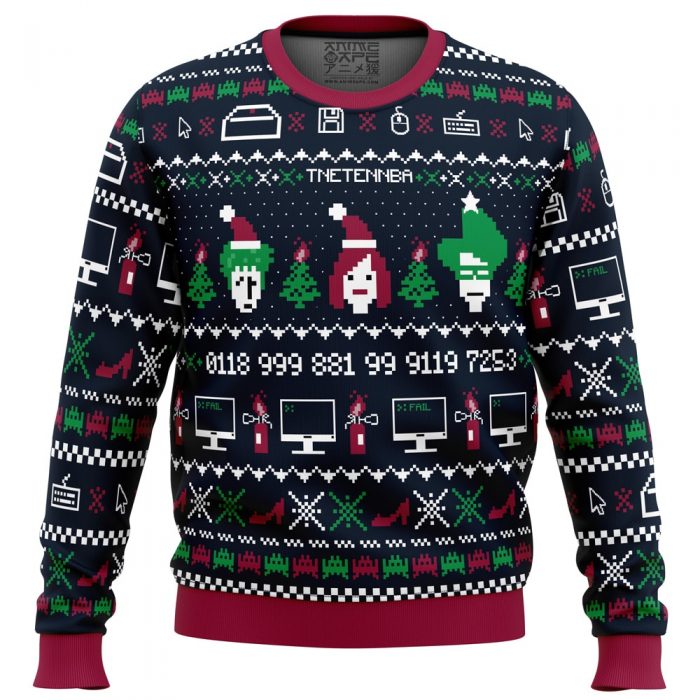 The X Mas Crowd IC PC Ugly Christmas Sweater front mockup - Anime Ugly Sweater