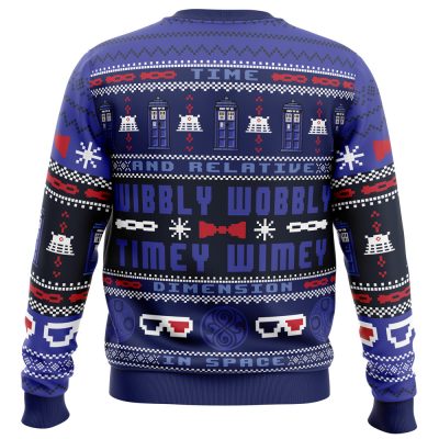 Timey Wimey DW PC men sweatshirt BACK mockup - Anime Ugly Sweater