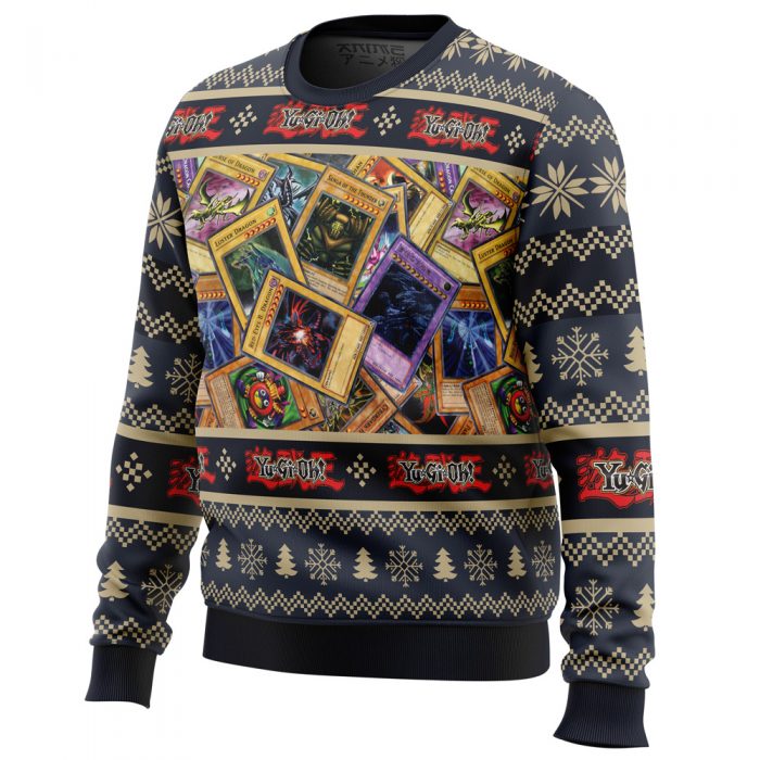 Trading Cards Yugioh men sweatshirt SIDE FRONT mockup - Anime Ugly Sweater