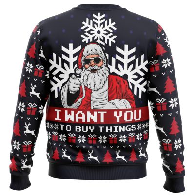 Uncle Santa Santa Claus PC men sweatshirt BACK mockup 1 - Anime Ugly Sweater