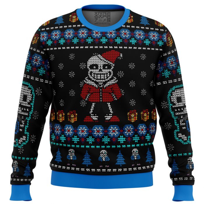 Undertale Sans men sweatshirt FRONT mockup - Anime Ugly Sweater