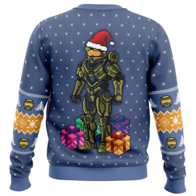 Wake Me When You Need Presents Halo men sweatshirt BACK mockup - Anime Ugly Sweater