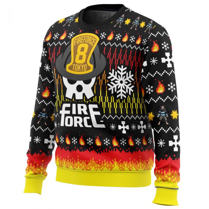 We Didnt Start the Fire this Christmas Fire Force men sweatshirt SIDE FRONT mockup - Anime Ugly Sweater