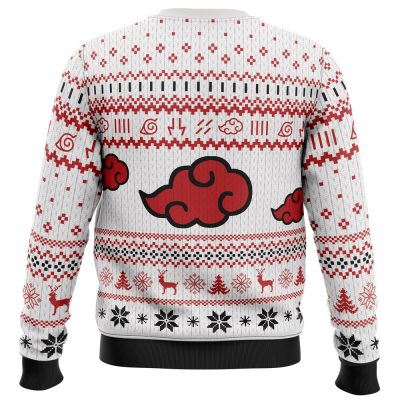 White Christmas Akatsuki men sweatshirt BACK mockup - Anime Ugly Sweater