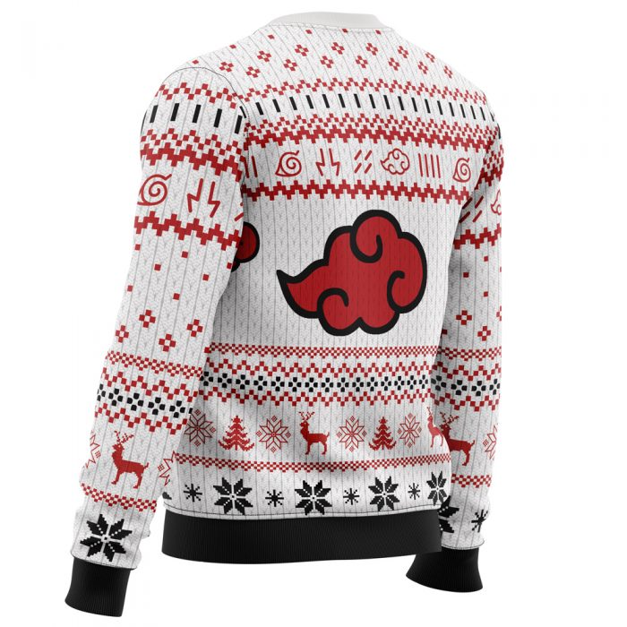 White Christmas Akatsuki men sweatshirt SIDE BACK mockup - Anime Ugly Sweater