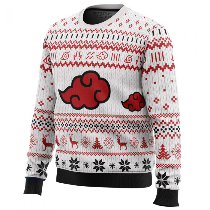 White Christmas Akatsuki men sweatshirt SIDE FRONT mockup - Anime Ugly Sweater