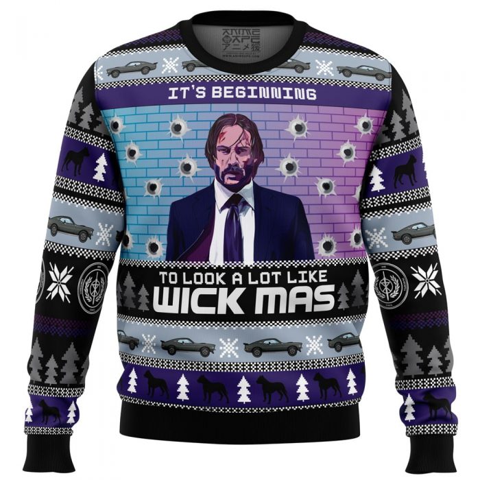 Wick Mas John Wick PC Ugly Christmas Sweater BACK mockup - Anime Ugly Sweater