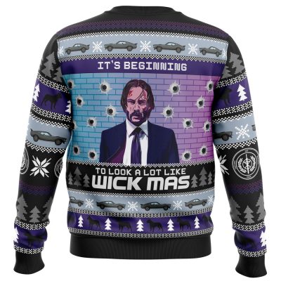 Wick Mas John Wick PC Ugly Christmas Sweater FRONT mockup - Anime Ugly Sweater