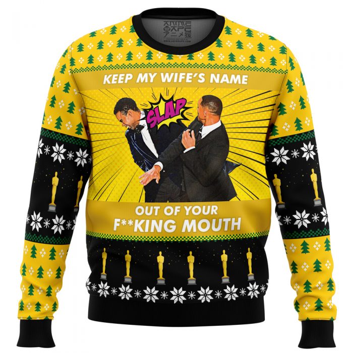 Will Smith Slap Meme men sweatshirt FRONT mockup - Anime Ugly Sweater