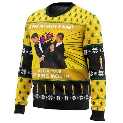 Will Smith Slap Meme men sweatshirt SIDE FRONT mockup - Anime Ugly Sweater