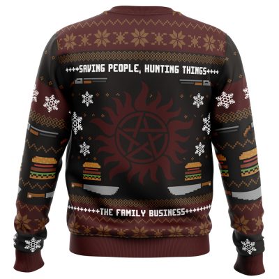 Winchester Christmas PC men sweatshirt BACK mockup - Anime Ugly Sweater