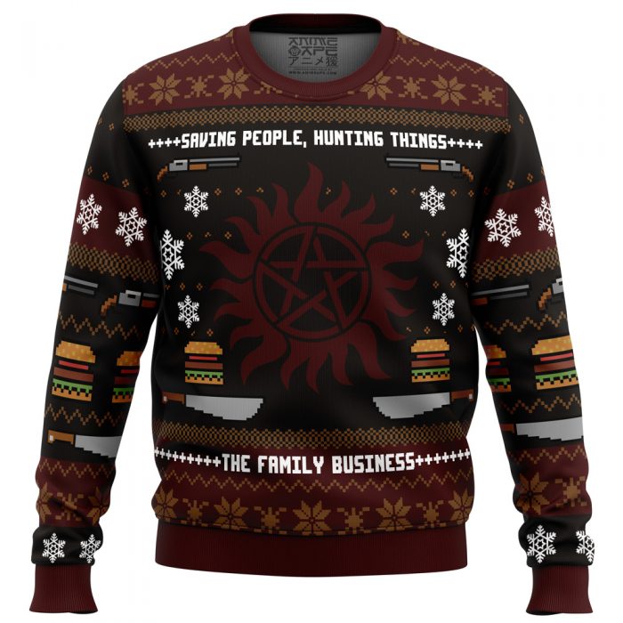 Winchester Christmas PC men sweatshirt FRONT mockup - Anime Ugly Sweater