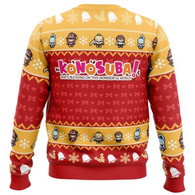 Wonderful Christmas Konosuba men sweatshirt BACK mockup - Anime Ugly Sweater