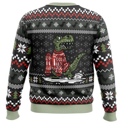 Wrong Size Dinosaurs PC Ugly Christmas Sweater BACK mockup - Anime Ugly Sweater