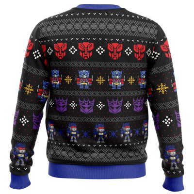 Xmas in Disguise Transformers PC Ugly Christmas Sweater back mockup - Anime Ugly Sweater