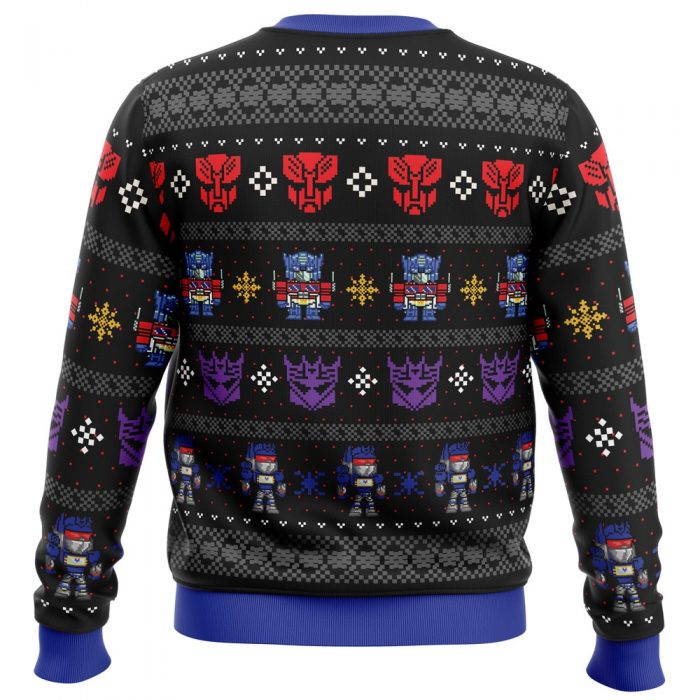 Xmas in Disguise Transformers PC Ugly Christmas Sweater back mockup - Anime Ugly Sweater