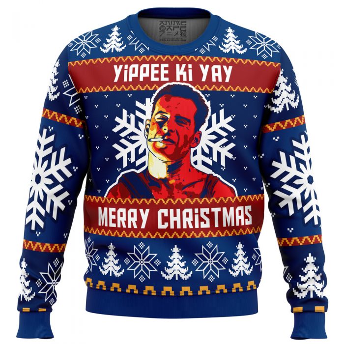 Yippee Ki Yay Die Hard PC men sweatshirt FRONT mockup - Anime Ugly Sweater