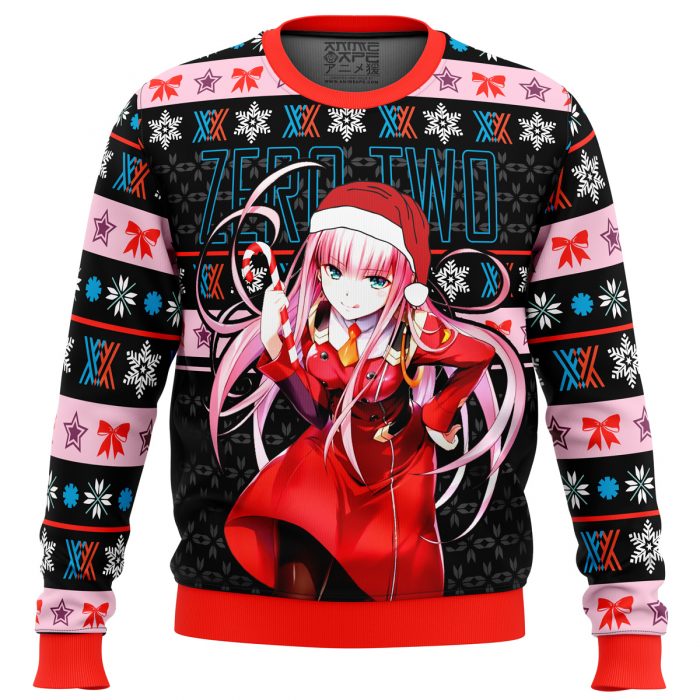 Zero Two V2 Darling in the Franxx men sweatshirt FRONT mockup - Anime Ugly Sweater