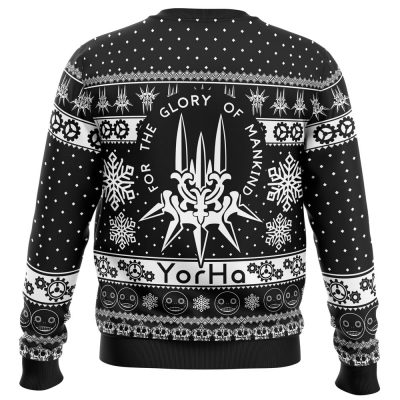 nier Ugly Christmas Sweater back mockup - Anime Ugly Sweater